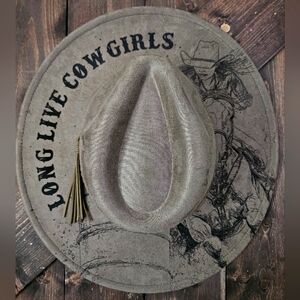 NWT Engraved Barrel Racing Fedora Hat In Olive Green